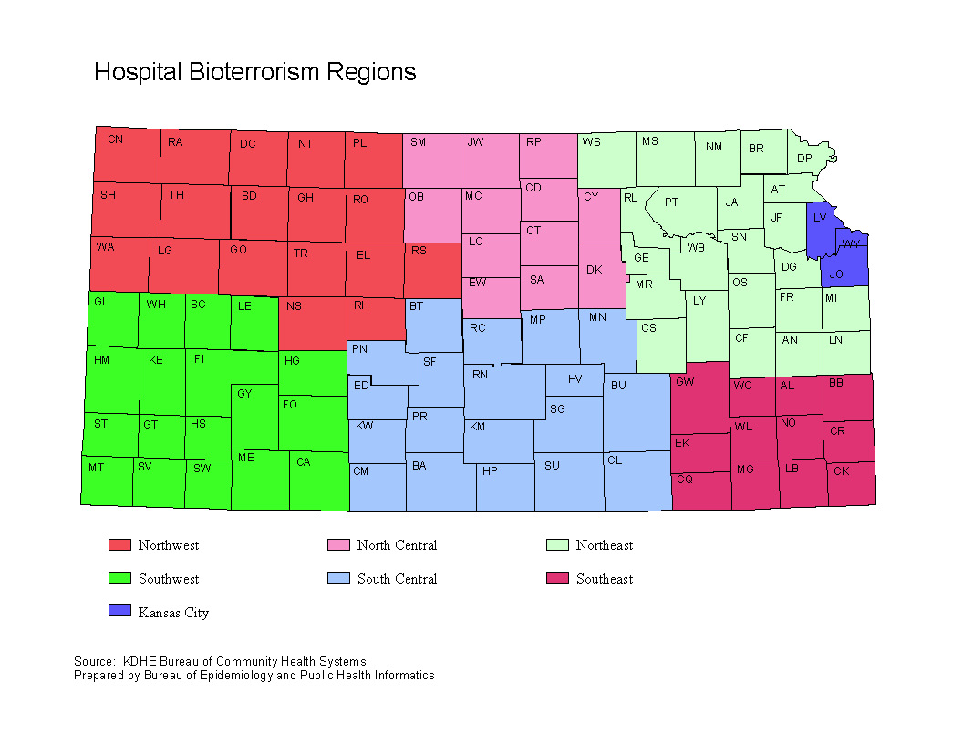 Hospital Bioterrorism Regions Map