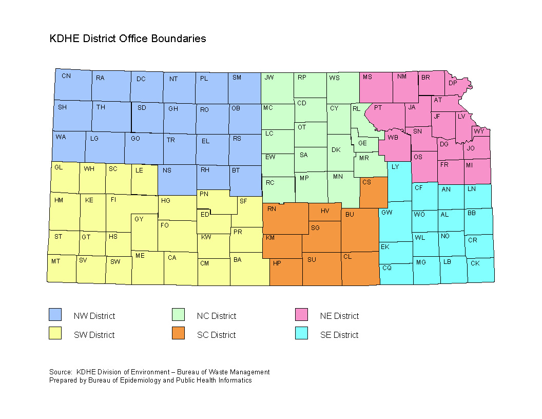 KDHE District Office Boundaries Map